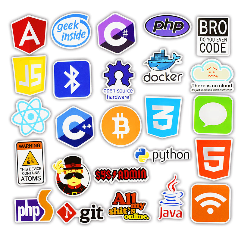 50 PCS Programming Stickers Technology Software Programs Data