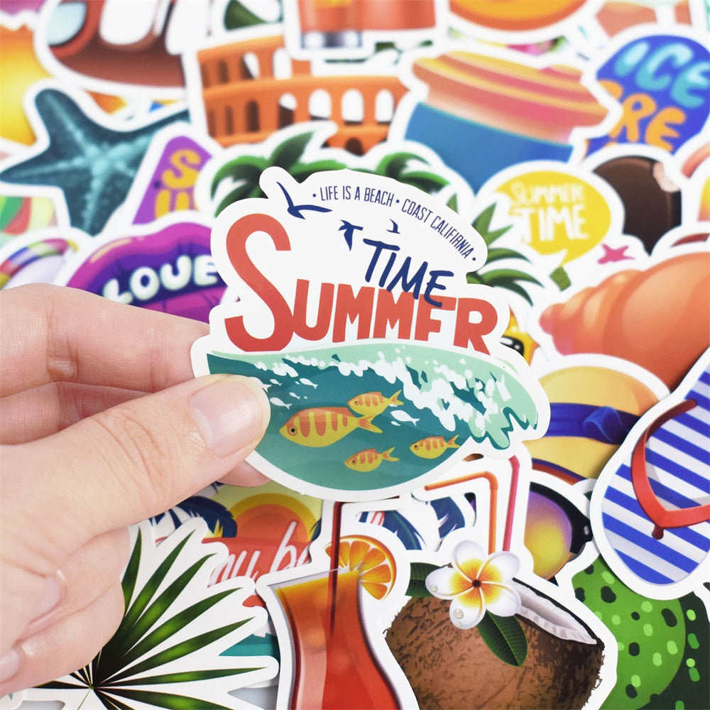Summer Stickers 100 PCS Waterproof Vinyl Cute Beach Sticker for Kids Girls  Teens
