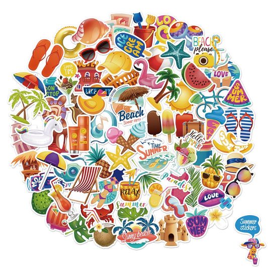 75Pcs Summer Stickers Waterproof Skateboard Stickers