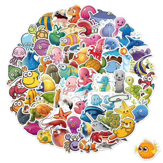 75Pcs Ocean Animal Stickers Beach Theme Decals