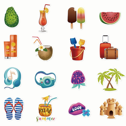 75Pcs Summer Stickers Waterproof Skateboard Stickers