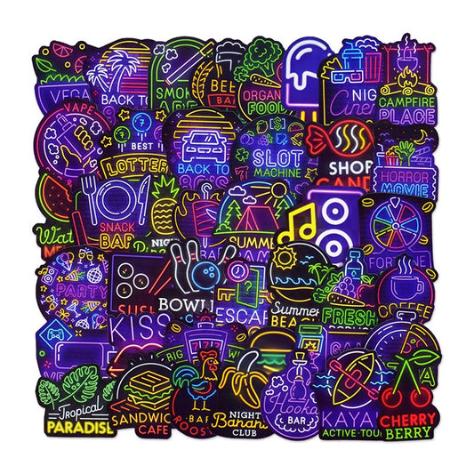 50Pcs Neon Stickers Waterproof Vinyl Stickers Decals