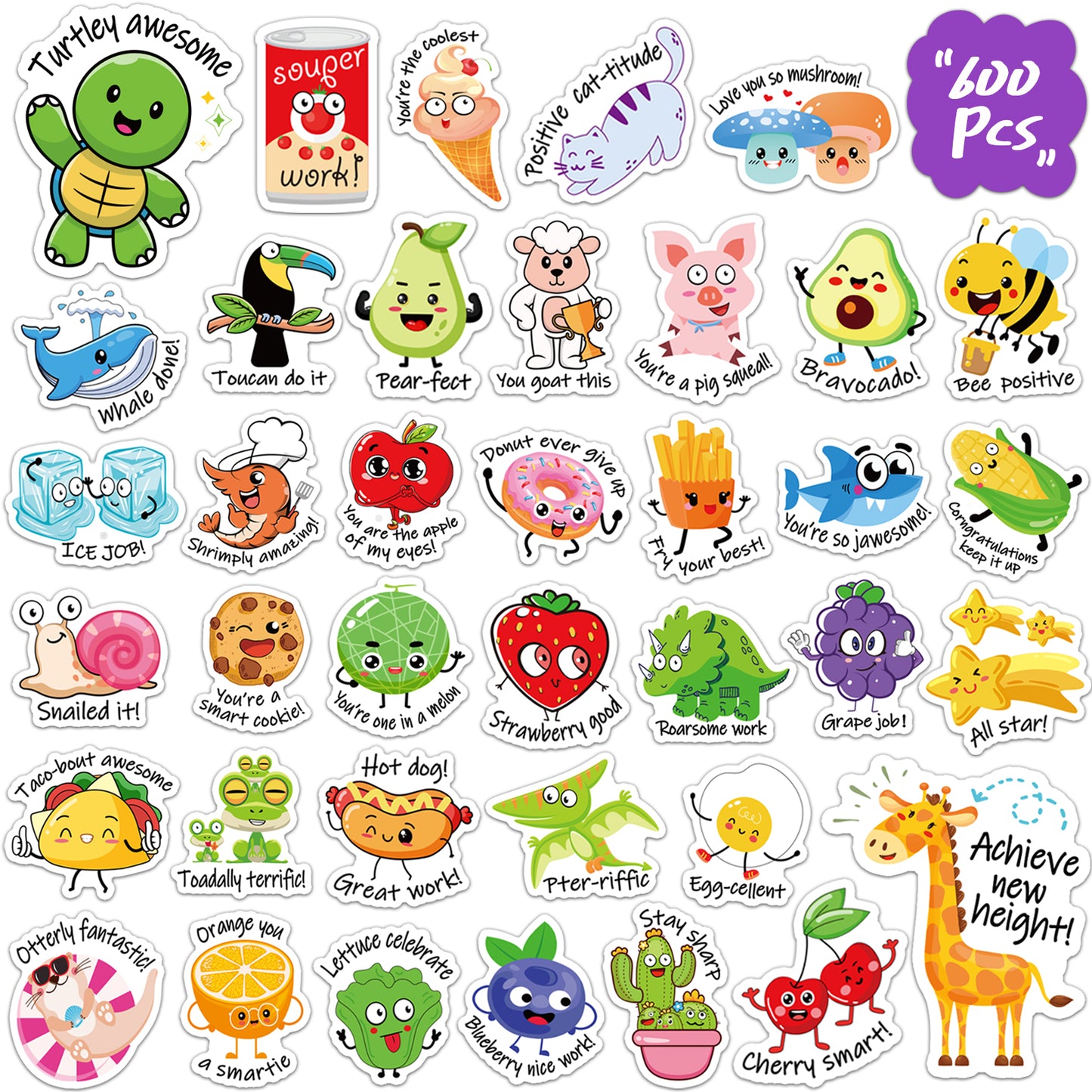 600PCS Punny Teacher Stickers for Students Teachers Kids Classroom
