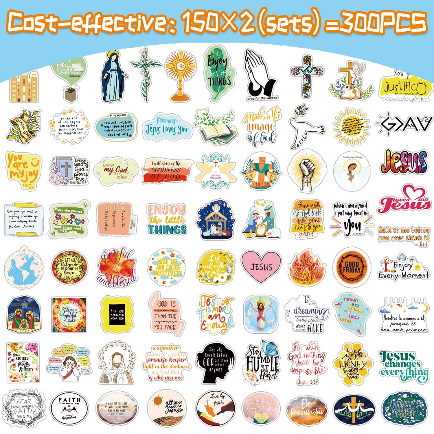 300Pcs Inspirational Christian Stickers Aesthetic for Gifts