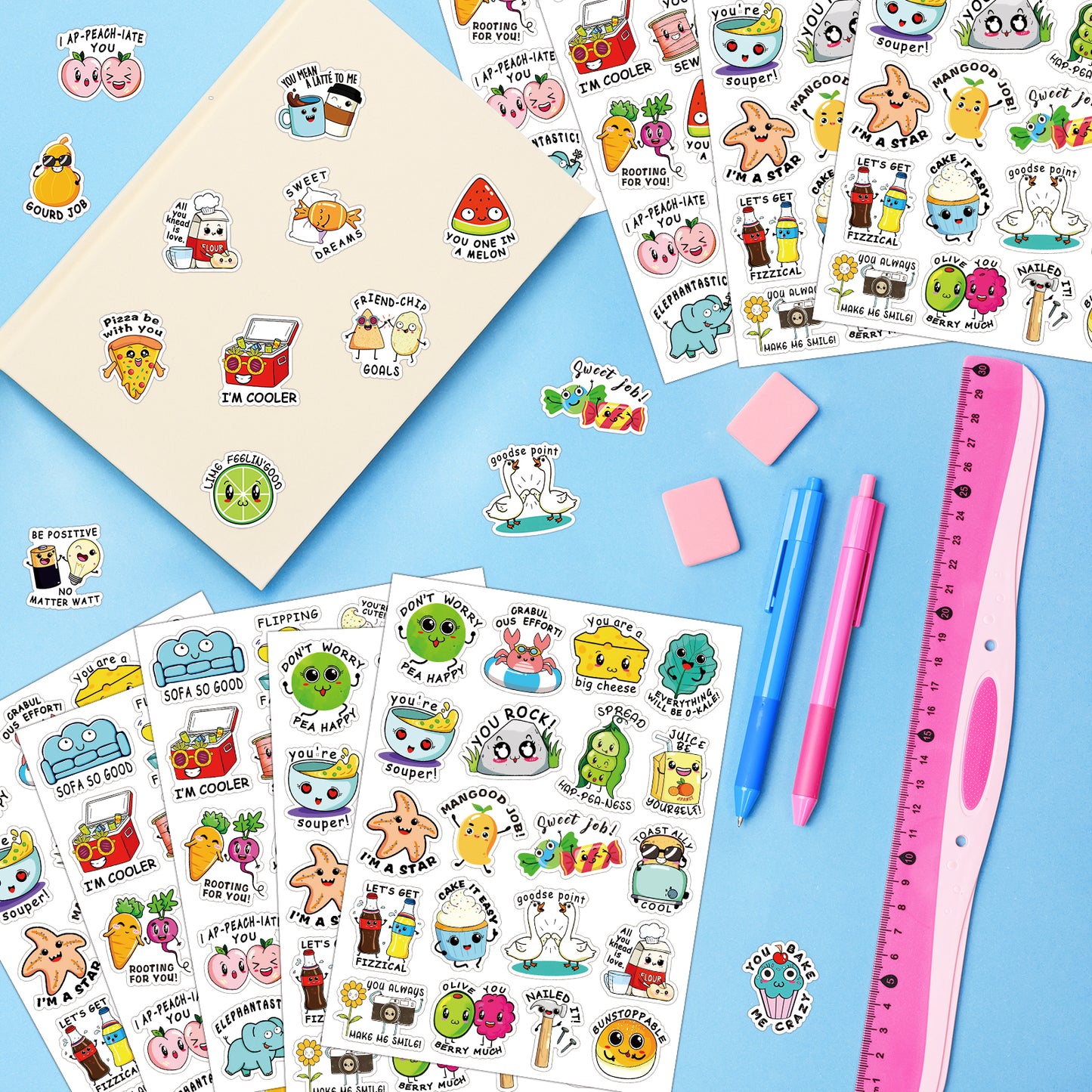 600PCS Funny Punny Reward Stickers for Kids