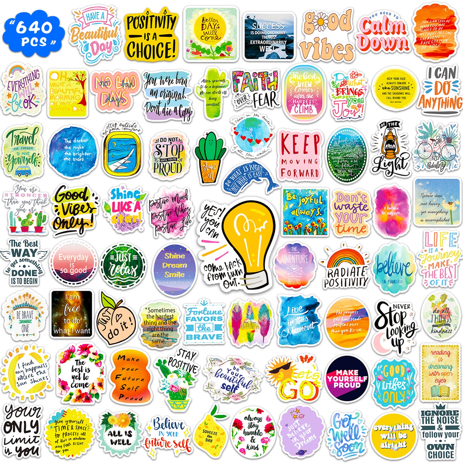 100 Pcs Inspirational Quote Stickers, Postive Stickers for Adults Teens Students Teachers, Inspirational Stickers for Journaling Scrapbooking Water