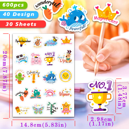 600PCS Cute Animal Reward Stickers for Students Teachers