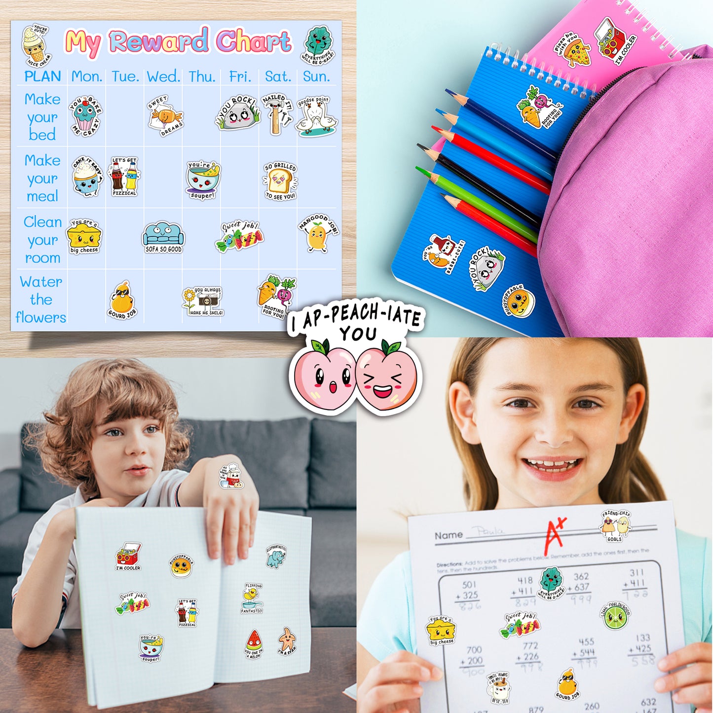 600PCS Funny Punny Reward Stickers for Kids