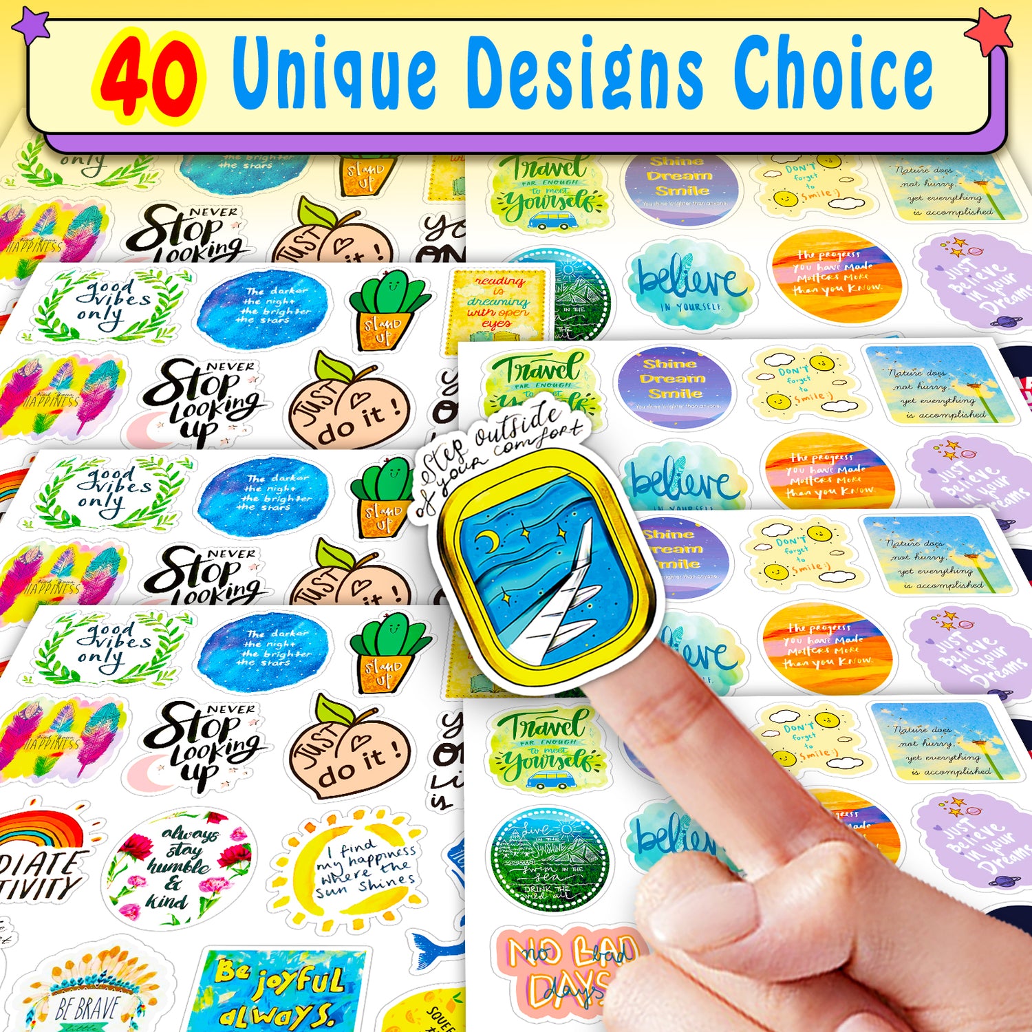 Inspirational Stickers,150Pcs Motivational Stickers for Water Bottles  Positive Quote Stickers for Journaling Scrapbook Aesthtic Waterproof Vinyl