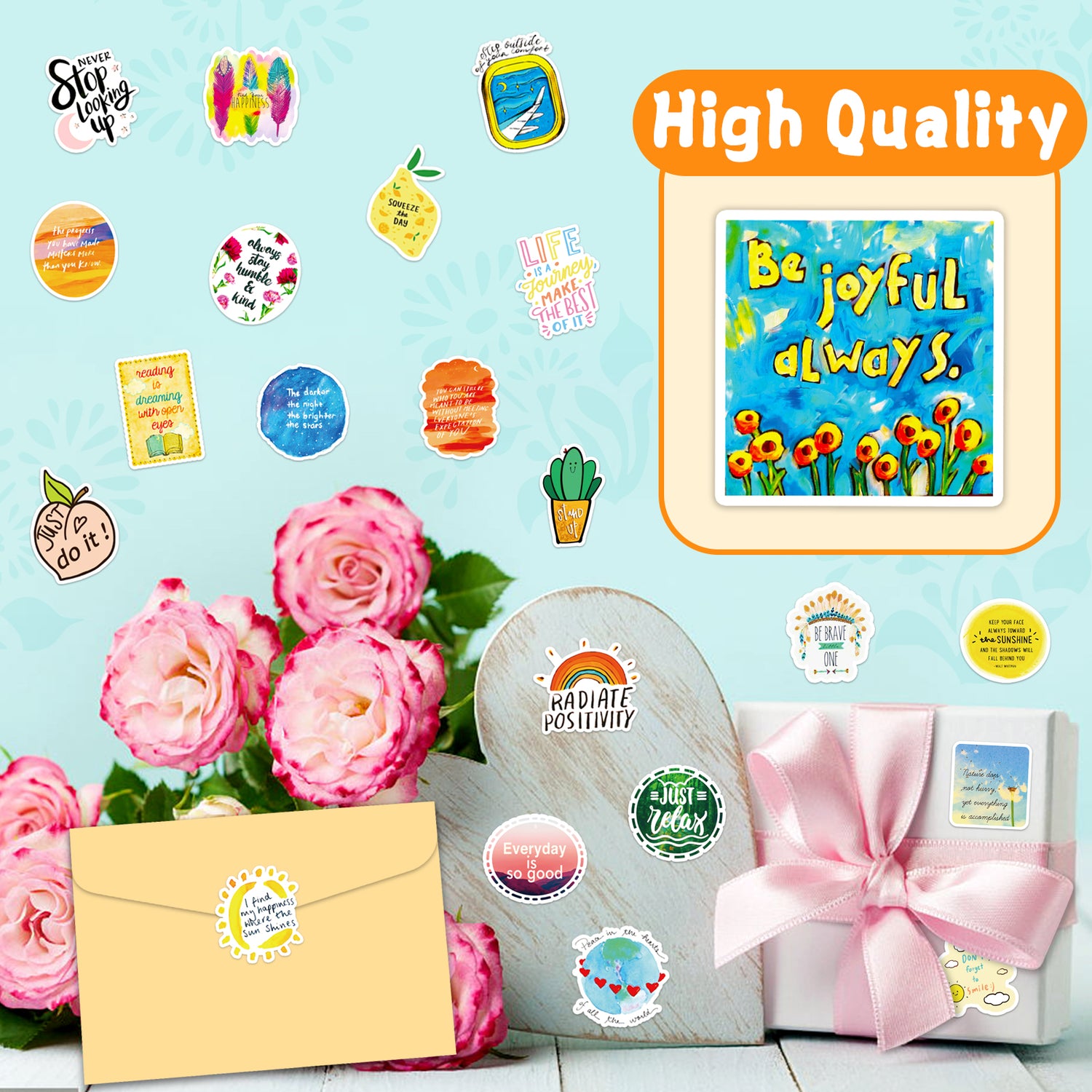 800PCS Positive Stickers for Thanksgiving Cards, Gift Box Packing