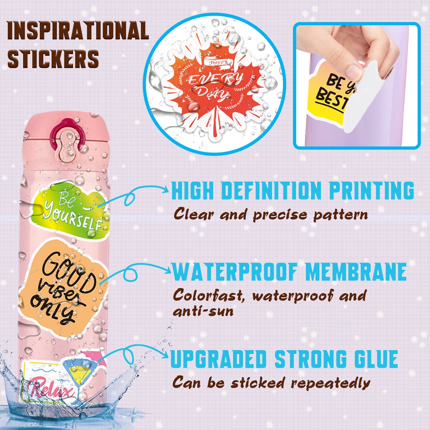150Pcs Water Bottles Stickers,Waterproof Inspirational Stickers for Adults,  Kids